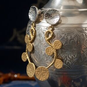 Turkish Artisan 18K Gold Plated Brass Handcrafted Luxury  Statement Earrings